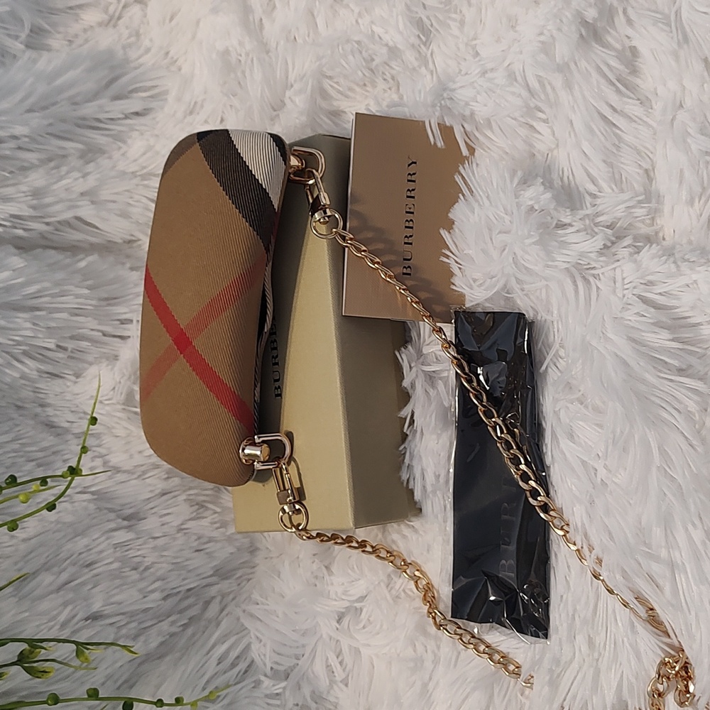 Authentic Burberry Glasses Case on a crossbody chain